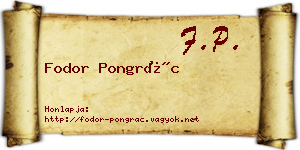 Fodor Pongrác névjegykártya